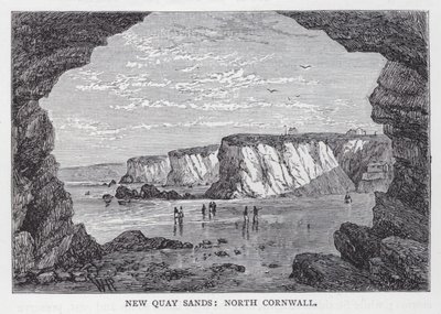 New Quay Sands, Noord-Cornwall (gravure) door English School