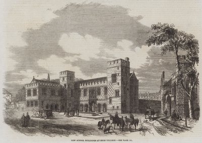 Nieuwe schoolgebouwen op Eton College (gravure) door English School