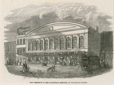Nieuw eindpunt van de Blackwall Railway bij Fenchurch Street, Londen door English School
