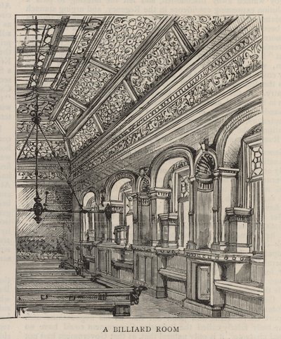 Nieuw gebouw van de Constitutional Club in Northumberland Avenue: Een biljartkamer door English School