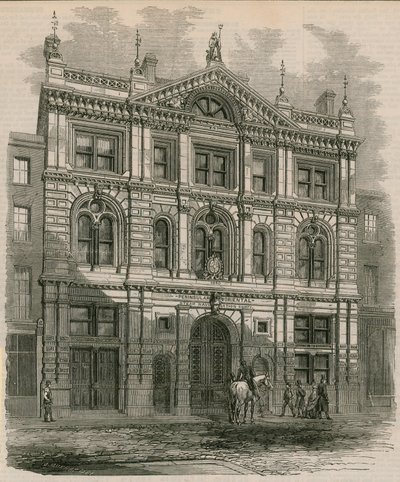 Nieuw gebouwde kantoren van de Peninsular and Oriental Steam Navigation Company, Leadenhall Street, Londen door English School