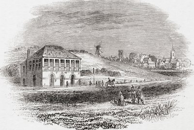 Newmarket Racecourse, Newmarket, Engeland in de tijd van Charles I, uit Old England: A Pictorial Museum, pub. 1847 door English School