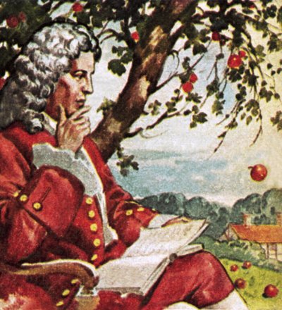 Newton kijkt naar vallende appels door English School