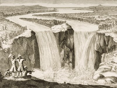 Niagara Falls, naar een schets gemaakt door Vader Hennepin in 1677, uit 