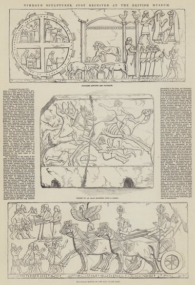Nimroud Beelden, net ontvangen in het British Museum door English School