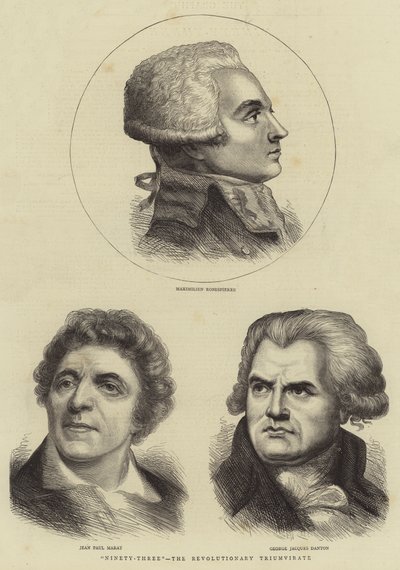"Drieënnegentig", het Revolutionaire Triumviraat (gravure) door English School