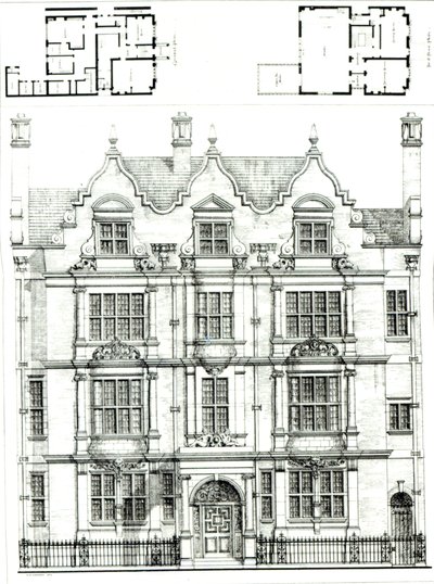 No.70 Ennismore Gardens, South Kensington, uit The Building News, 23 juli 1886 door English School
