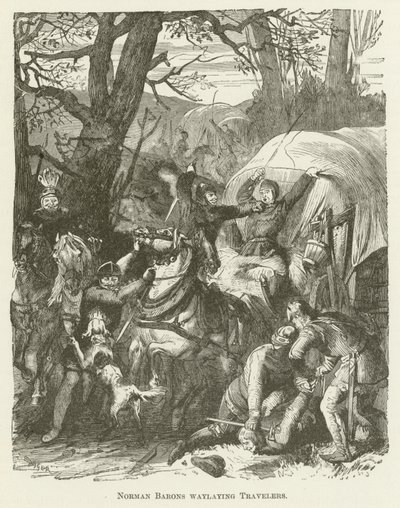 Normandische baronnen die reizigers overvallen door English School