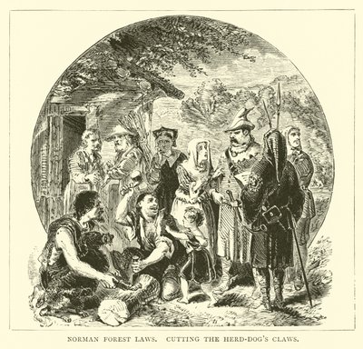 Normandische boswetten, het knippen van de klauwen van de herdershonden door English School