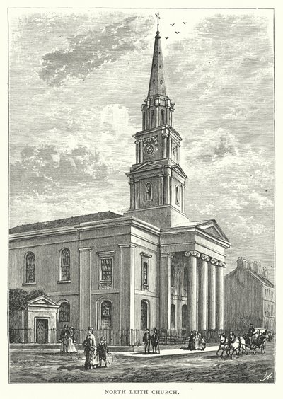 Noord Leith Kerk (gravure) door English School