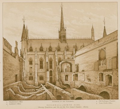 Noordzijde van Guildhall, Londen door English School