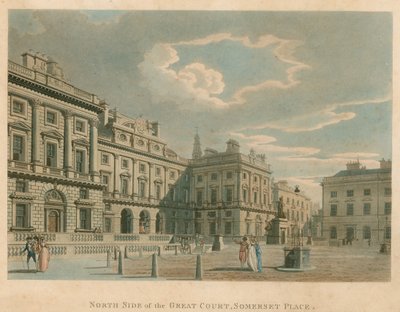 Noordzijde van de Grote Hof, Somerset Place (Somerset House), Strand, Londen door English School