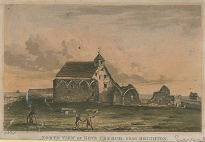 Noordelijk uitzicht op de kerk van Hove door English School