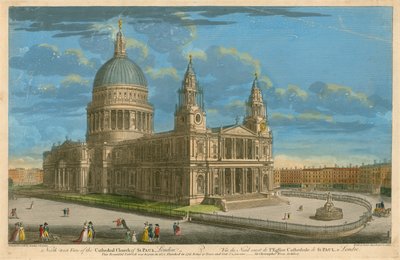 Noordwestelijk aanzicht van de kathedraal van St. Paul, Londen door English School