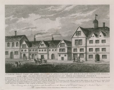 Noordwestelijk uitzicht op de oude structuur van Merchant Taylors Hall door English School