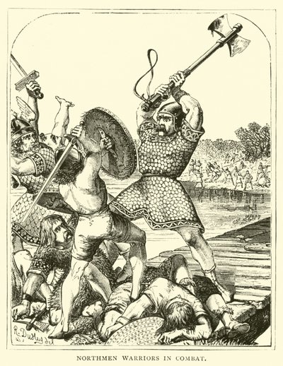 Noormannen krijgers in gevecht door English School