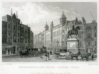 Northumberland House, Charing Cross. Bishs Loterijkantoor, No 9 Charing Cross, is naast het Golden Cross Hotel door English School
