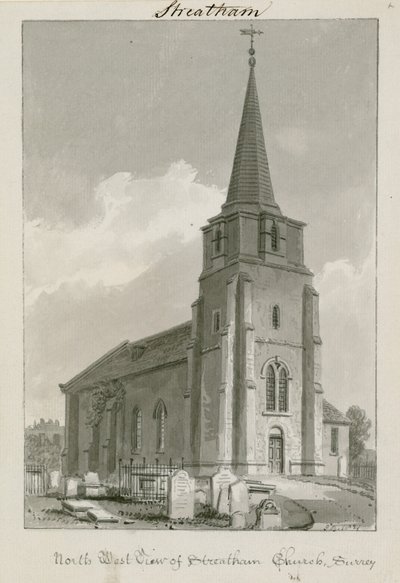 Noordwest Uitzicht van Streatham Kerk, Surrey door English School