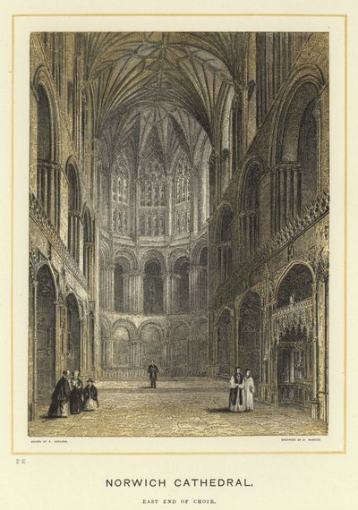 Norwich Kathedraal, oostkant van het koor door English School