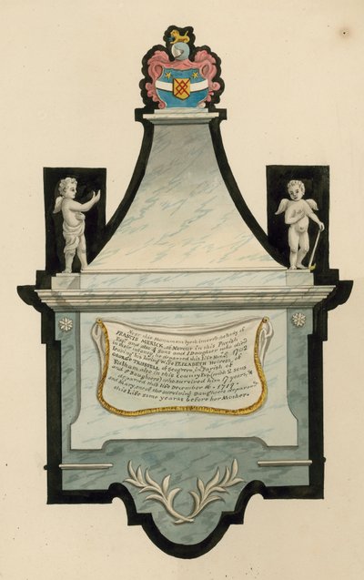 Norwood Cemetery; graf van Francis Merick van Norcut, overleden in 1702 door English School