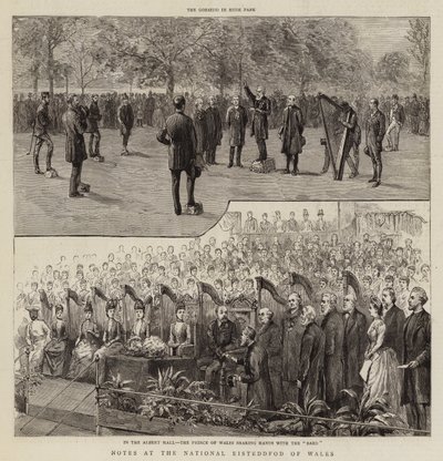 Aantekeningen bij de Nationale Eisteddfod van Wales (gravure) door English School