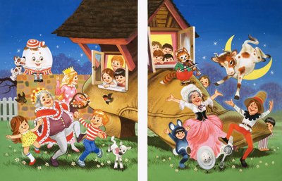 Personages uit kinderrijmpjes door English School