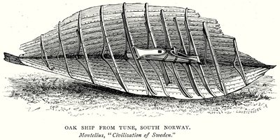 Eikenschip van Tune, Zuid-Noorwegen (gravure) door English School