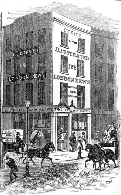 Kantoor van de Illustrated London News, 1842 door English School