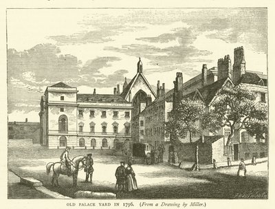 Oude paleiswerf in 1796, naar een tekening van Miller door English School