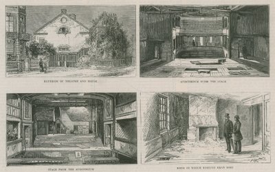 Oude Richmond Theatre en het huis van Edmund Kean, nu gesloopt door English School