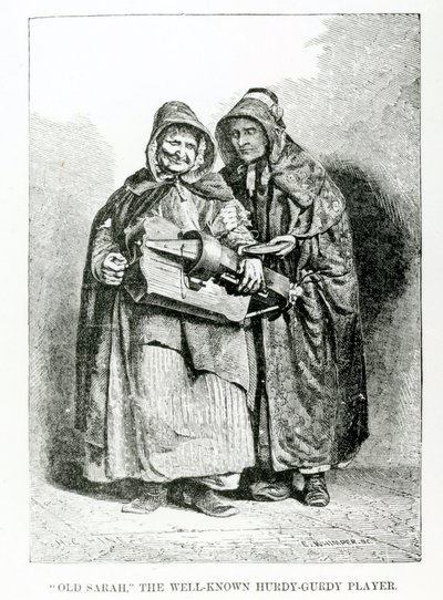 Oude Sarah De Bekende Draaiorgelspeler, c.1840 door English School