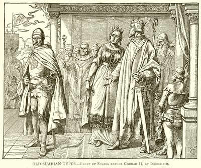 Oude Zwabische types.--Ernst van Zwaben voor Koenraad II, in Ingelheim door English School