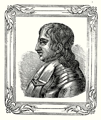 Oliver Cromwell werd geboren in 1599, werd Protector in 1653 en stierf in 1658 door English School