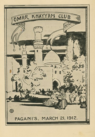 Omar Khayyam Club Diner, 21 maart 1912, in Paganis Restaurant door English School