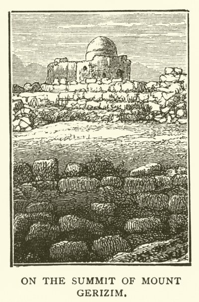 Op de top van de berg Gerizim (gravure) door English School