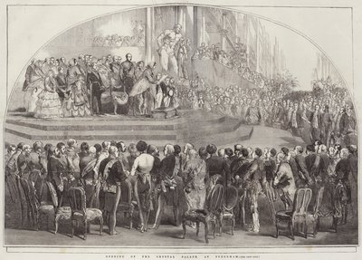 Opening van het Crystal Palace, in Sydenham (gravure) door English School