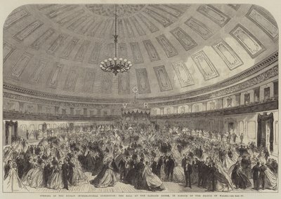 Opening van de Dublin International Exhibition, het bal in het Mansion House, ter ere van de Prins van Wales (gravure) door English School