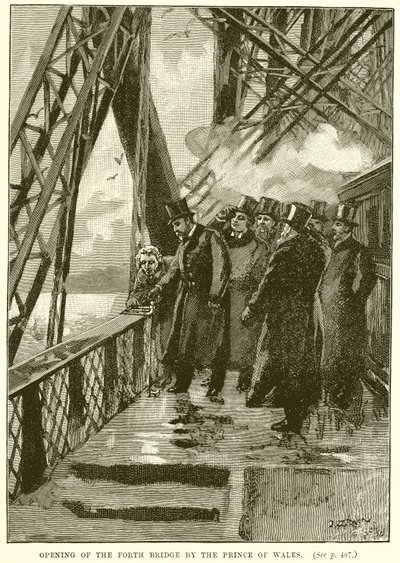 Opening van de Forth Bridge door de Prins van Wales door English School