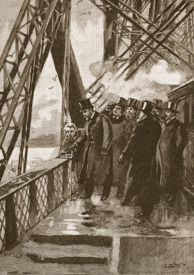 Opening van de Forth Bridge door de Prins van Wales, 4 maart 1890, illustratie uit Cassells Geïllustreerde Geschiedenis van Engeland door English School