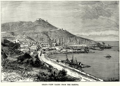 Oran - Uitzicht vanaf de jachthaven (gravure) door English School