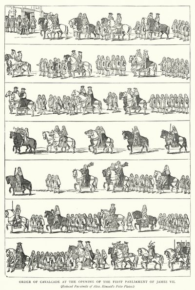 Orde van de Cavalerie bij de Opening van het Eerste Parlement van James VII door English School
