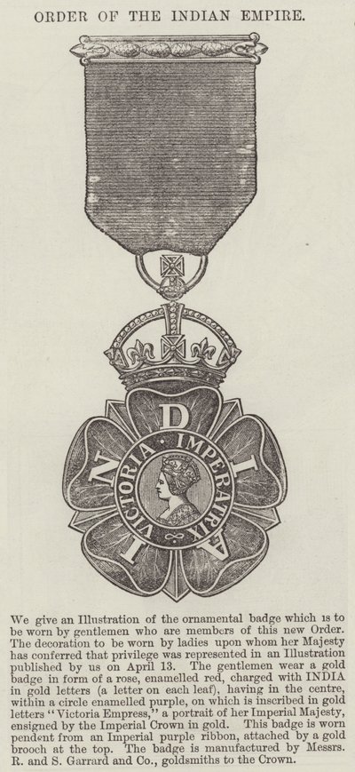 Orde van het Indiase Rijk (gravure) door English School