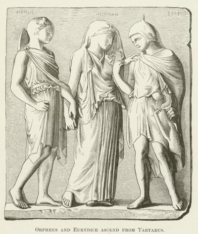 Orpheus en Eurydice stijgen op uit Tartarus door English School