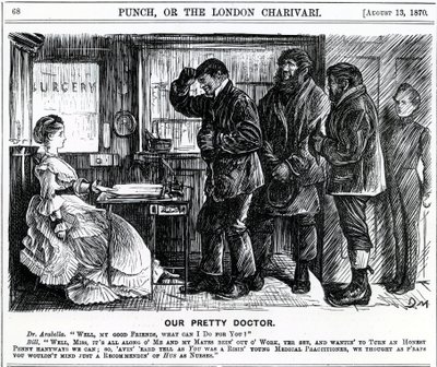 Onze mooie dokter, gepubliceerd in Punch Magazine, 1870 door English School