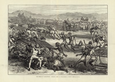 Onze troepen in Afghanistan: Atletiekwedstrijden in Jellalabad - Een dooley-race door English School
