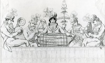 Padean Minstrels in uitvoering in Vauxhall Gardens, Londen (gravure) door English School
