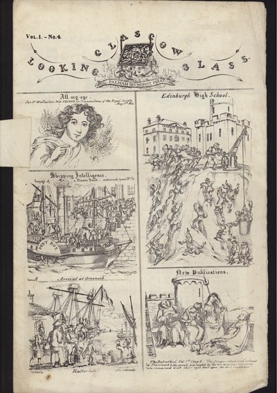 Pagina uit pamflet over Glasgow Fair, gepubliceerd op 23 juli 1835 (gravure) door English School