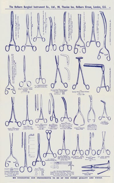 Pagina uit chirurgische instrumentencatalogus, ca. 1900 door English School