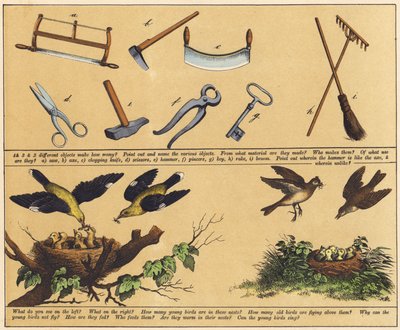 Pagina uit Het Nieuwe Prentenboek (kleur litho) door English School