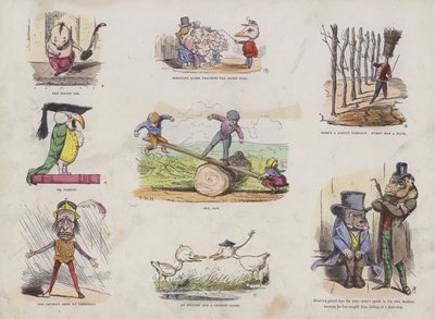 Pagina uit het Aantrekkelijke Prentenboek (gekleurde gravure) door English School